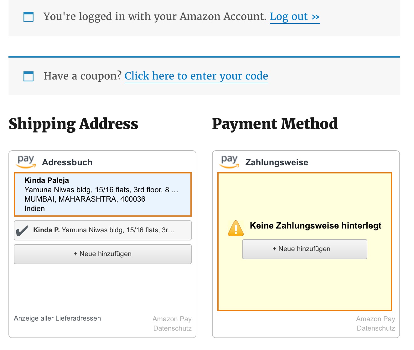 Allowing customers to choose delivery details on Amazon Checkout page