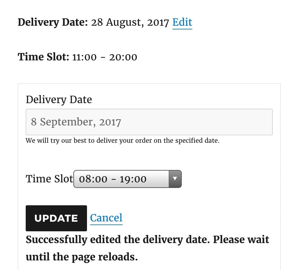 Quick guide for admin and customers on editing delivery dates for already placed WooCommerce orders