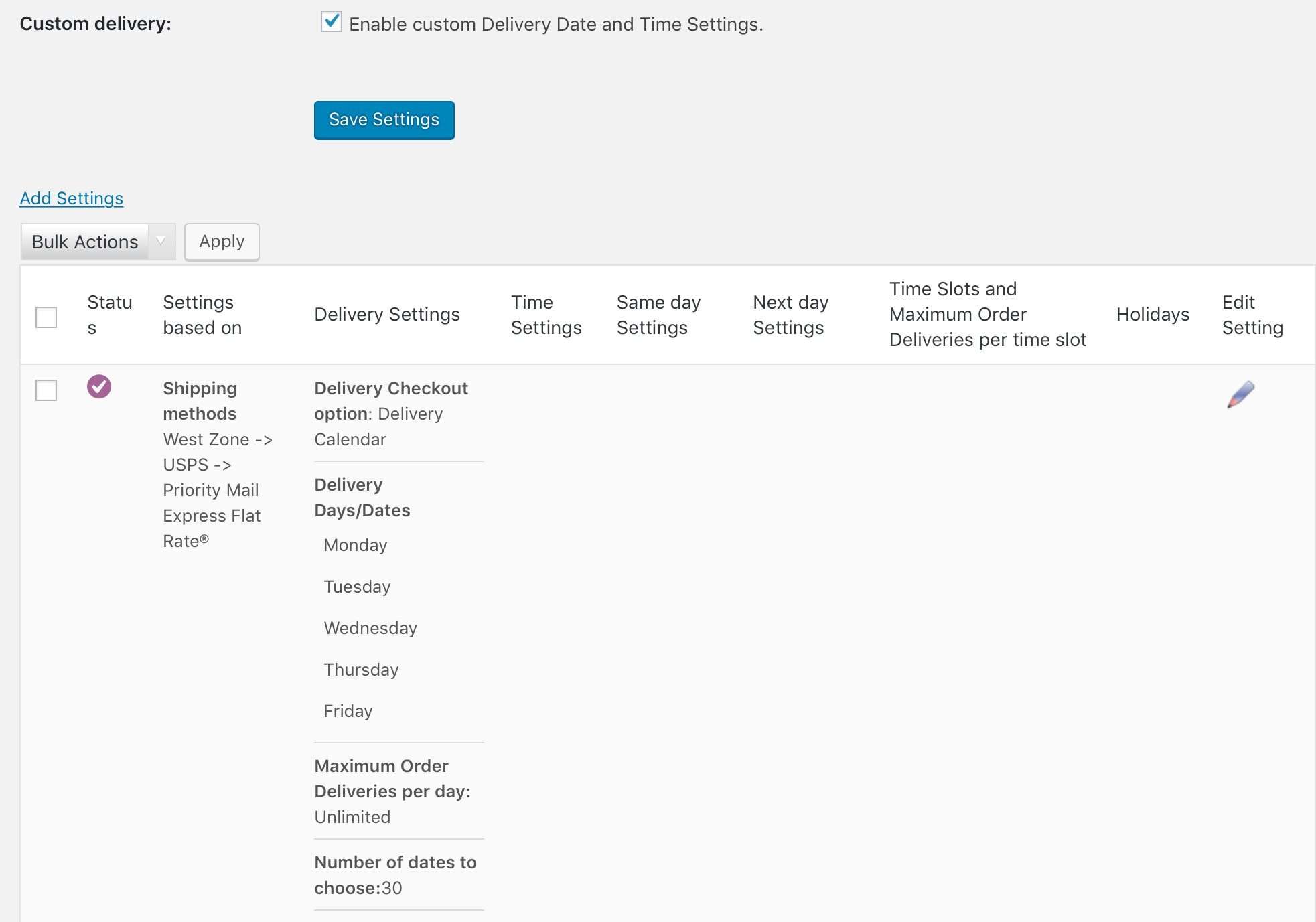 Custom Delivery Settings with WooCommerce USPS Shipping Method - Tyche Softwares Documentation