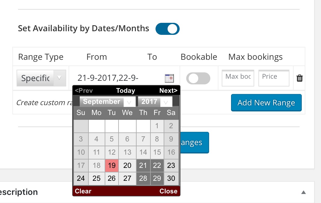 Specific Dates Booking - Tyche Softwares Documentation