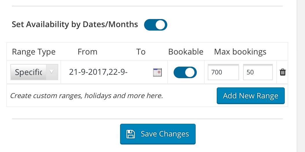 Specific Dates Booking - Tyche Softwares Documentation