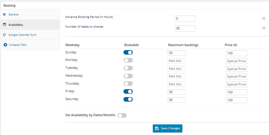 Specific Dates & Recurring Weekdays Booking - Tyche Softwares Documentation