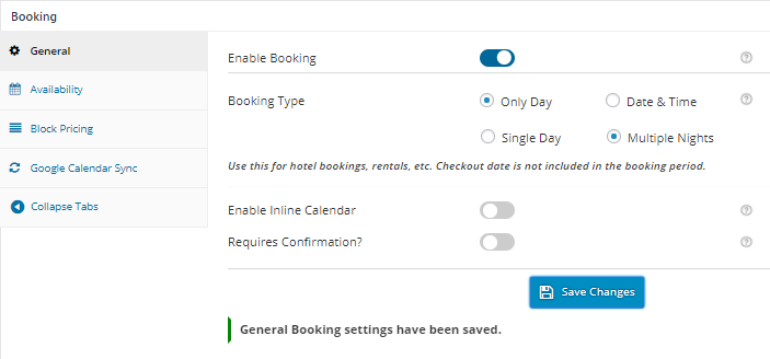 Setup fixed blocks for multiple day bookings - Tyche Softwares Documentation
