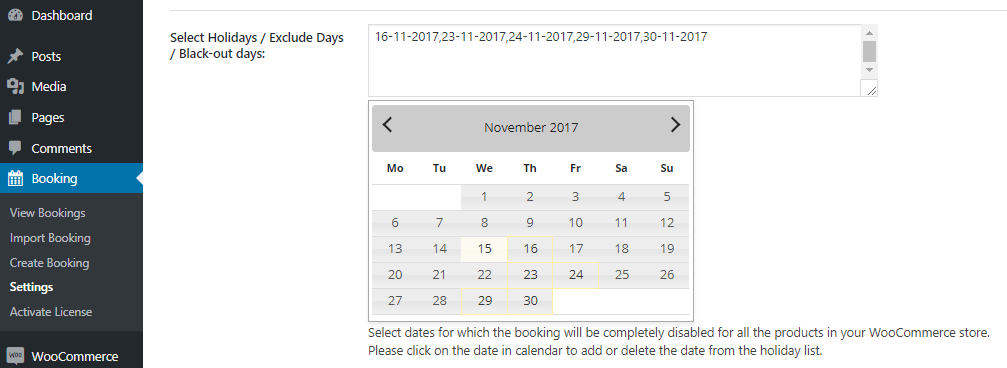 How to setup global holidays/blackout days - Tyche Softwares Documentation