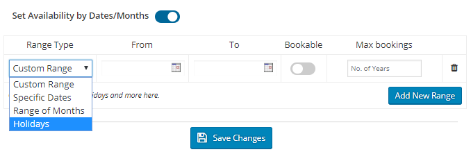 How to setup holidays/blackout dates at the product level - Tyche Softwares Documentation