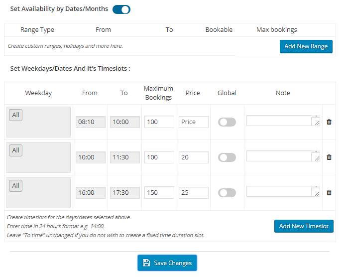 Setup time slot prices - Tyche Softwares Documentation