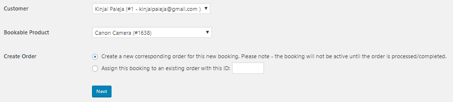 Create a manual booking for the bookable products in admin - Tyche Softwares Documentation