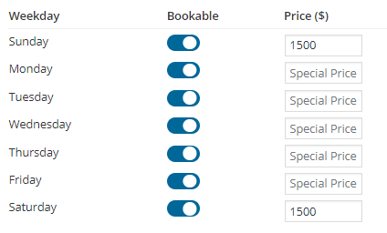 Setup special prices for weekdays/dates - Tyche Softwares Documentation