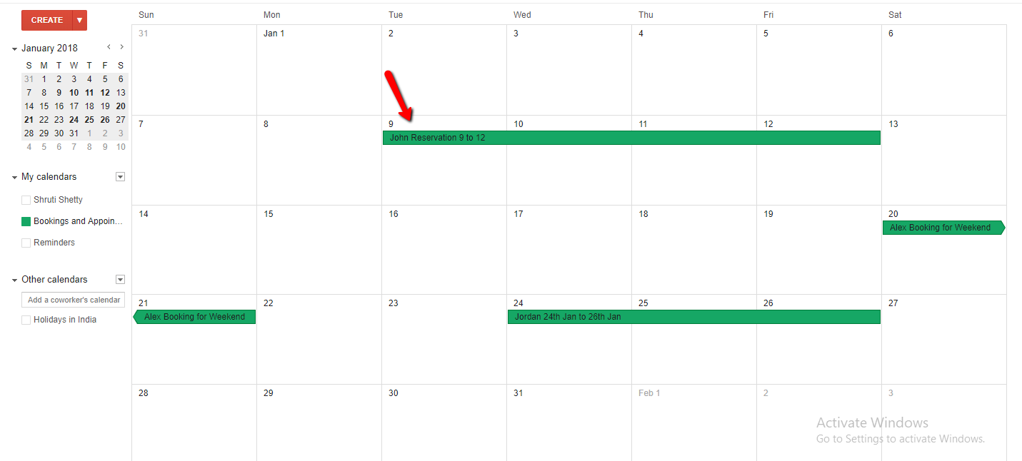 Create Event in Google Calendar