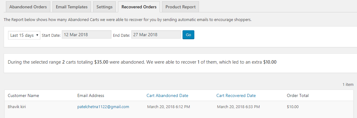 Recovered Orders - Tyche Softwares Documentation