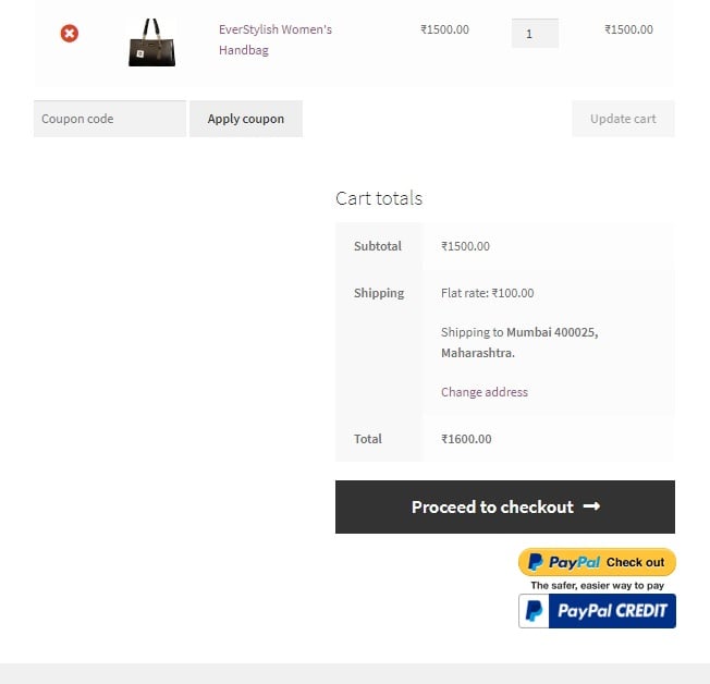 remove the Proceed to checkout button from the Cart page in WooCommerce - PayPal buttons added under Proceed to checkout button