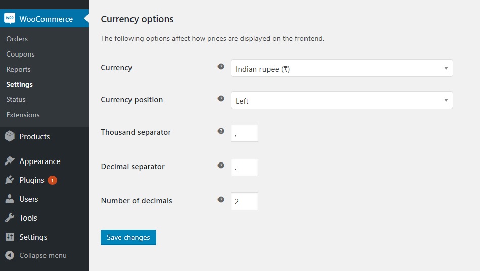 Replace decimal points with commas or spaces in WooCommerce - WooCommerce Settings