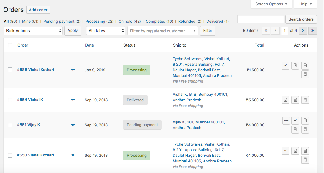 Woocommerce order. WOOCOMMERCE customer Filter History.