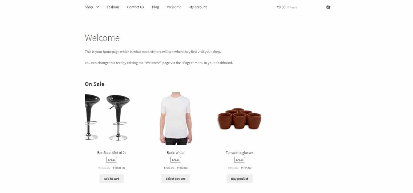 show WooCommerce categories on the homepage - On Sale items displayed