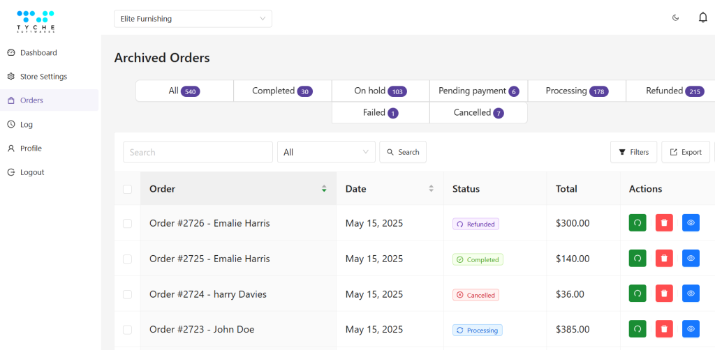 Manage Archived Orders