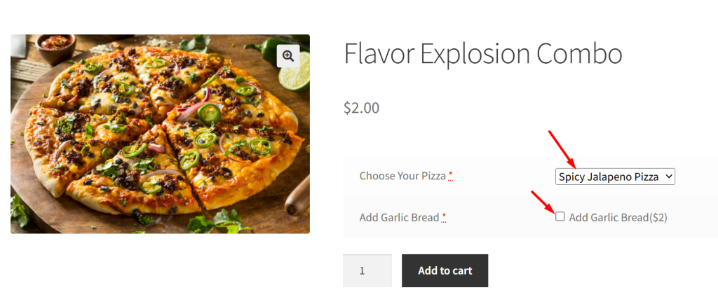 Add Product Add ons on Product Page