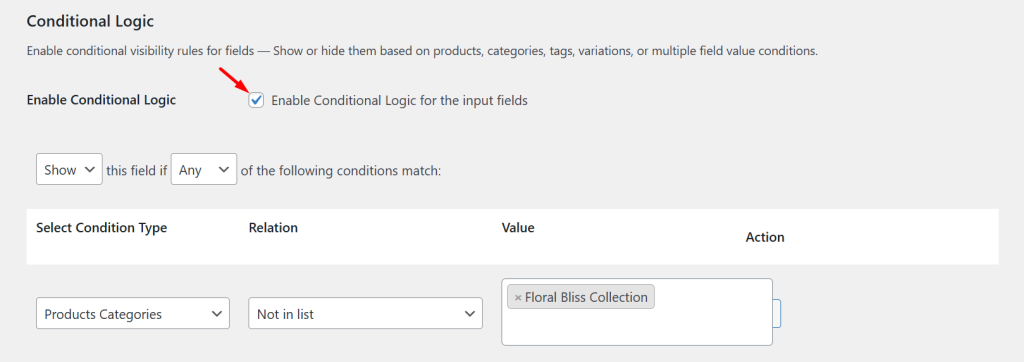 Enable Conditional Logic