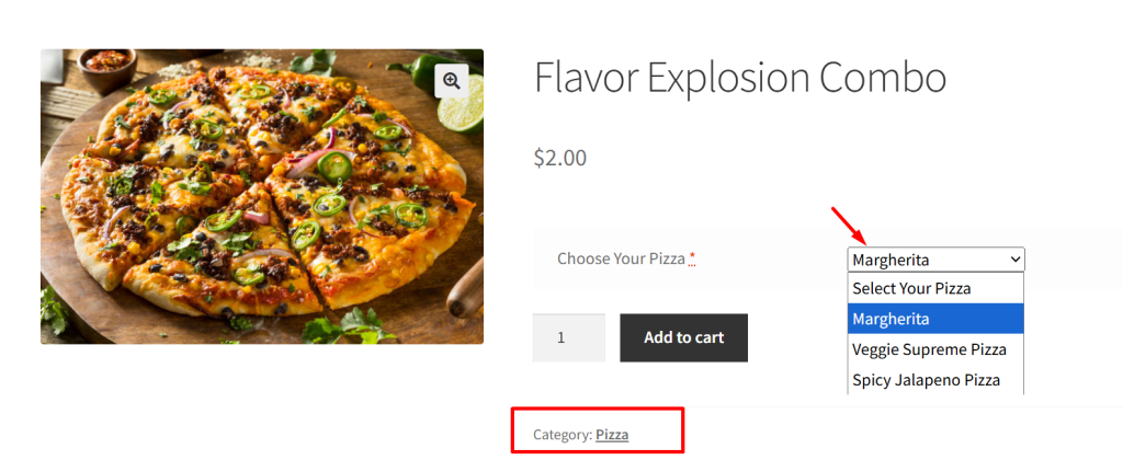Display product options
