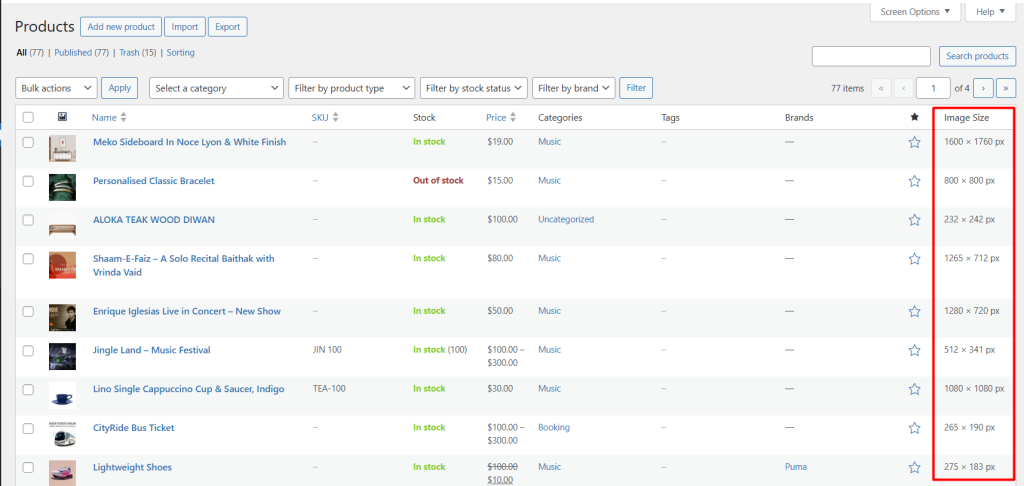 Display Product Image Dimensions
