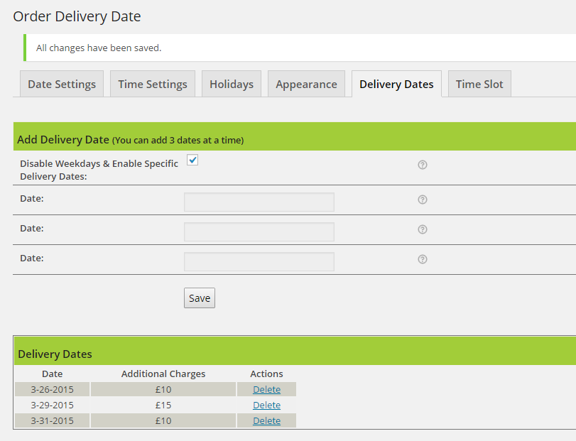 Delivery Date and Delivery Time